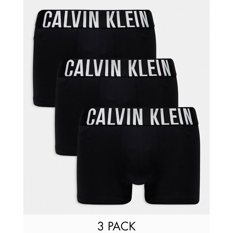 Calvin Klein - Intense Power Cotton Stretch - Confezione da 3 paia di boxer aderenti neri-Nero