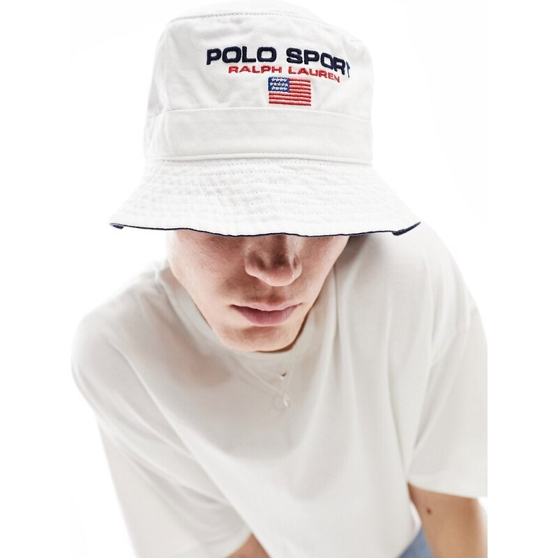 Polo Ralph Lauren - Sport Capsule - Cappello da pescatore in twill bianco con logo