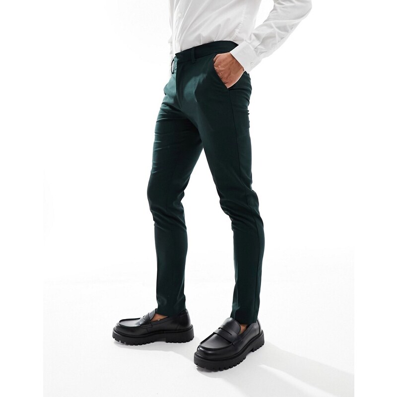 ASOS DESIGN - Pantaloni da abito skinny color verde bosco