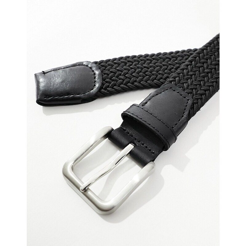Jack & Jones - Cintura intessuta nera con fibbia-Nero