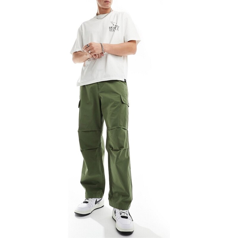 Obey - Hardwork - Pantaloni in tessuto ripstop color kaki-Verde