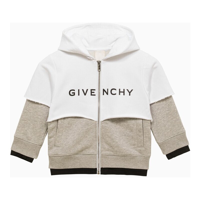 Givenchy Felpa con cappuccio bianca/grigia in misto cotone