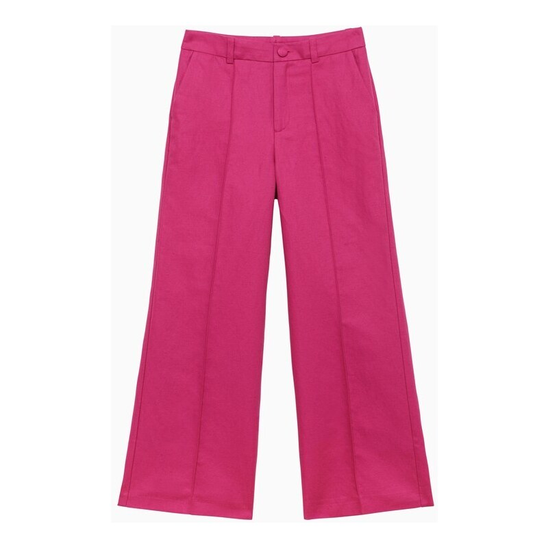Chloé Pantalone rosa in lino e cotone