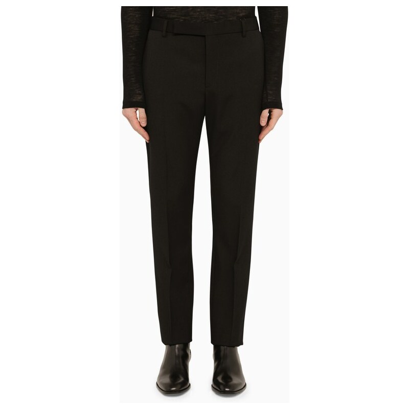 Saint Laurent Pantalone dritto nero in lana