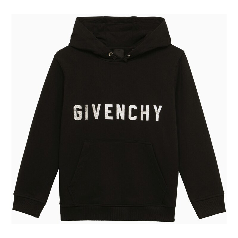 Givenchy Felpa con cappuccio nera in cotone con logo