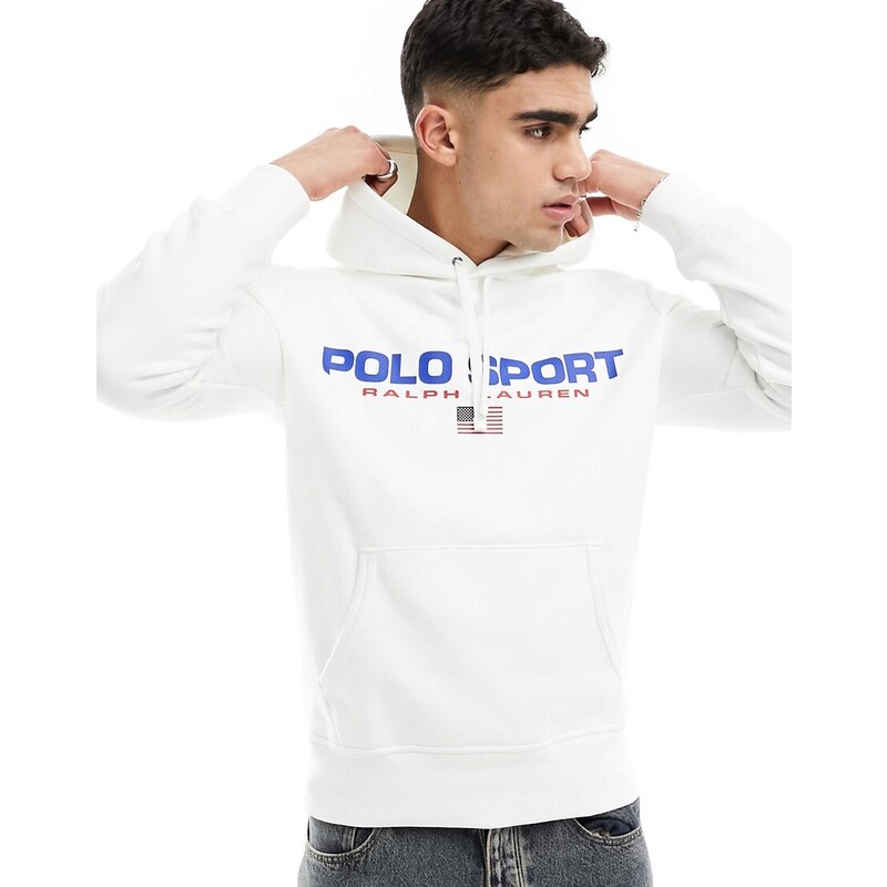 Polo Ralph Lauren - Sport Capsule - Felpa con cappuccio bianca con logo sul davanti-Bianco
