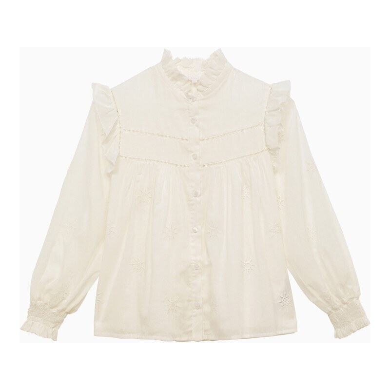 Chloé Camicia bianca in cotone con ricami