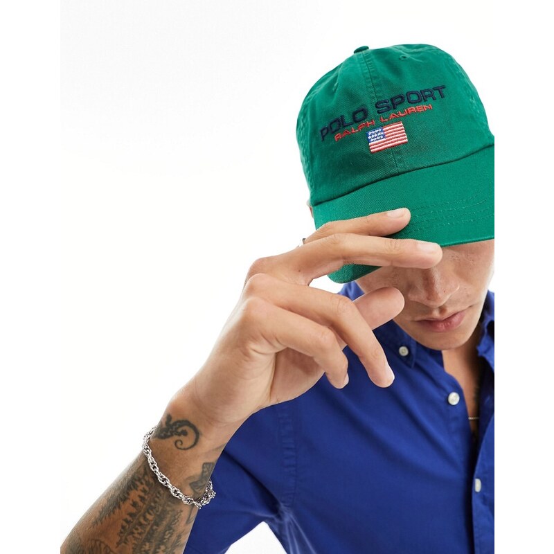 Polo Ralph Lauren - Sport Capsule - Cappellino con visiera in twill verde medio con logo