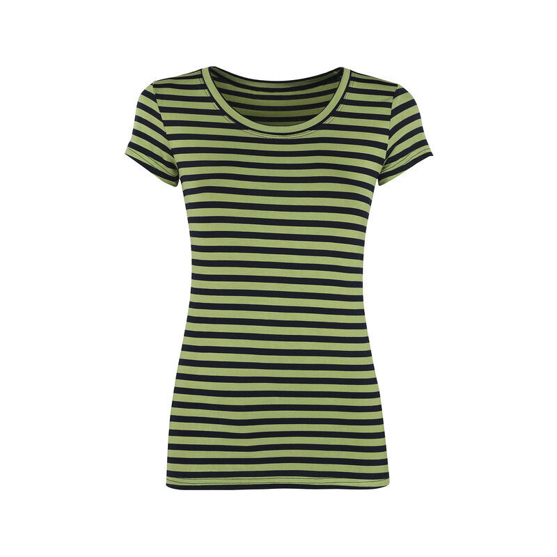 Solada T-shirt Donna Girocollo a Righe Manica Corta Verde Taglia L/xl