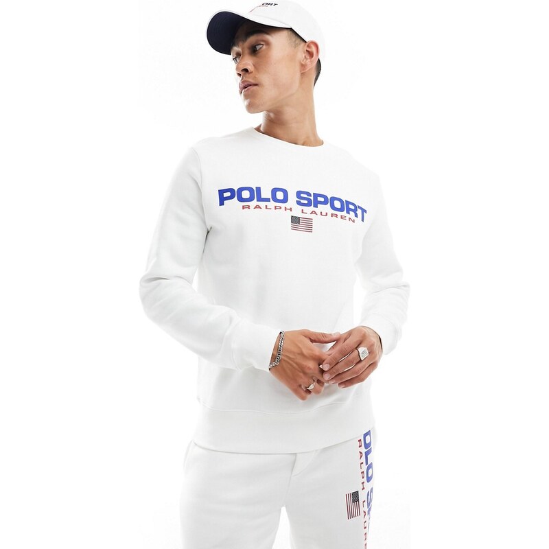 Polo Ralph Lauren - Sport Capsule - Felpa bianca con logo sul davanti-Bianco