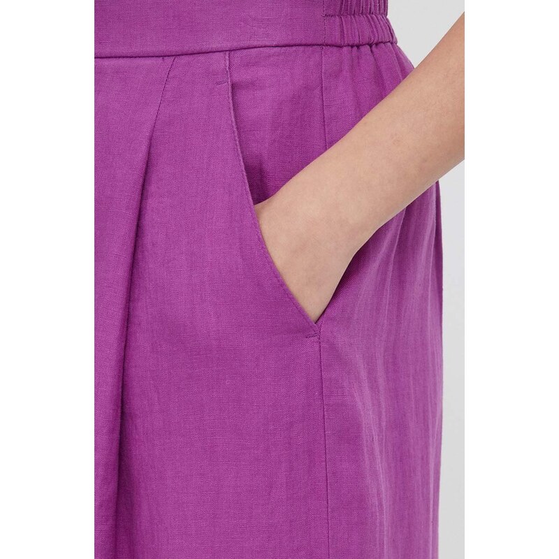 United Colors of Benetton pantaloni in lino colore violetto