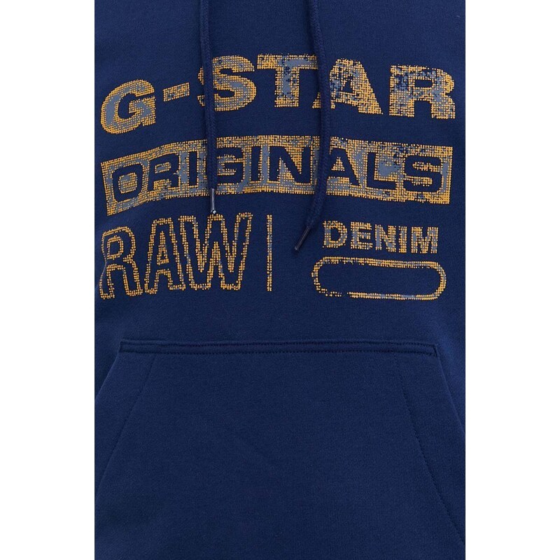 G-Star Raw felpa in cotone uomo colore blu con cappuccio