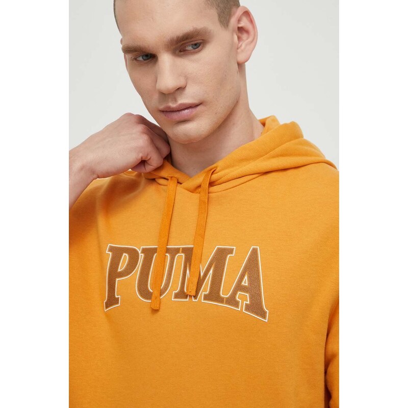 Puma felpa SQUAD uomo colore giallo con cappuccio 624211