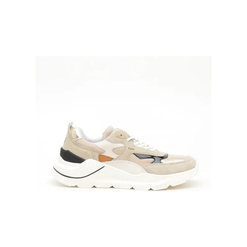 D.A.T.E. Sneakers Torneo Donna In Pelle Bianca E Inserti In Camoscio - W421TPCAIP - Made In Italy - 3