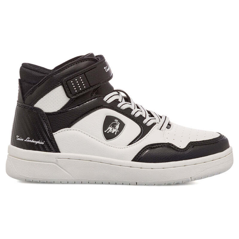 Sneakers alte bianche e nere da bambino con logo laterale Tonino Lamborghini BullBlaze Elite