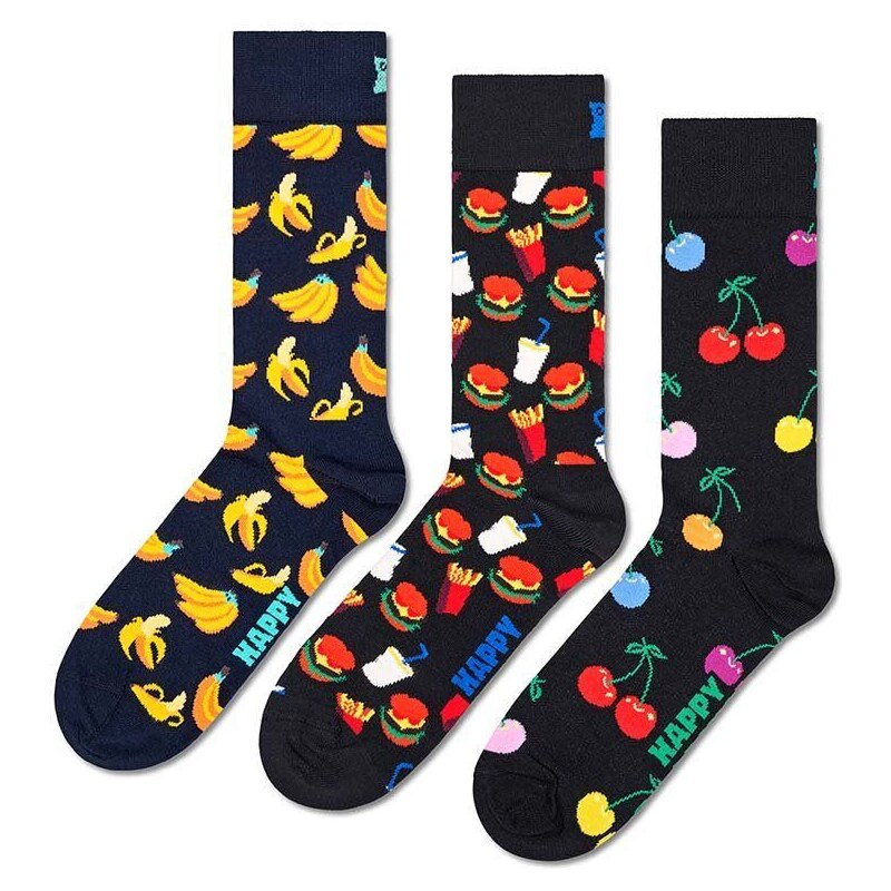 Happy Socks calzini Classic Banana pacco da 3 colore nero