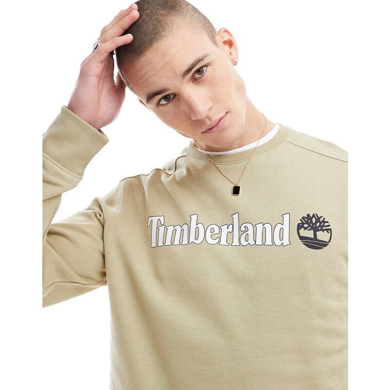 Timberland - Felpa beige con scritta grande del logo-Neutro