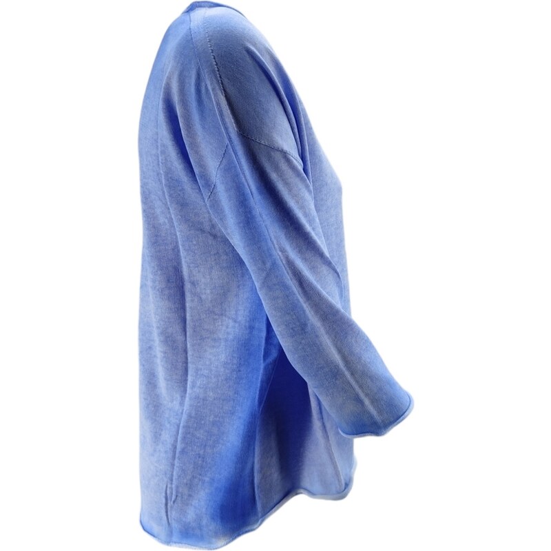 A rovescio maglia donna azzurro modello over aerografata