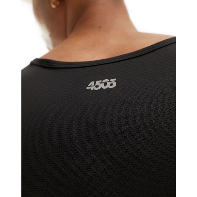 ASOS 4505 - Canotta da allenamento nera con scollo a vogatore e logo-Nero