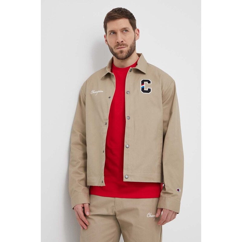 Champion giacca-camicia di cotone colore beige 219859