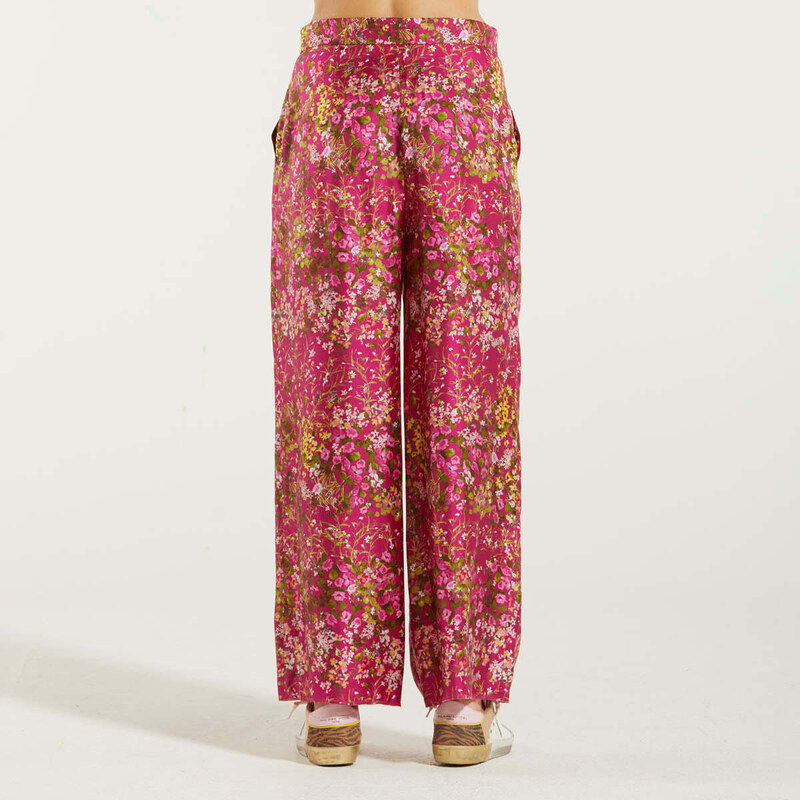 MaxMara pantalone in seta stampa floreale fluxia