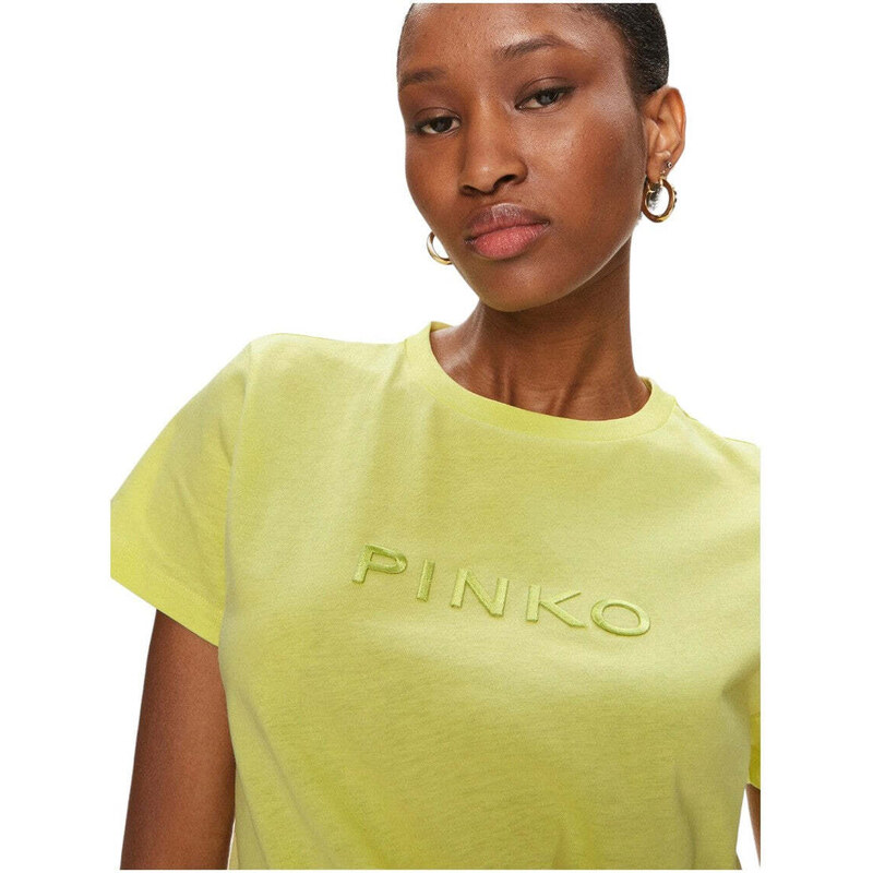 Pinko T-shirt in Cotone con Ricamo Logo