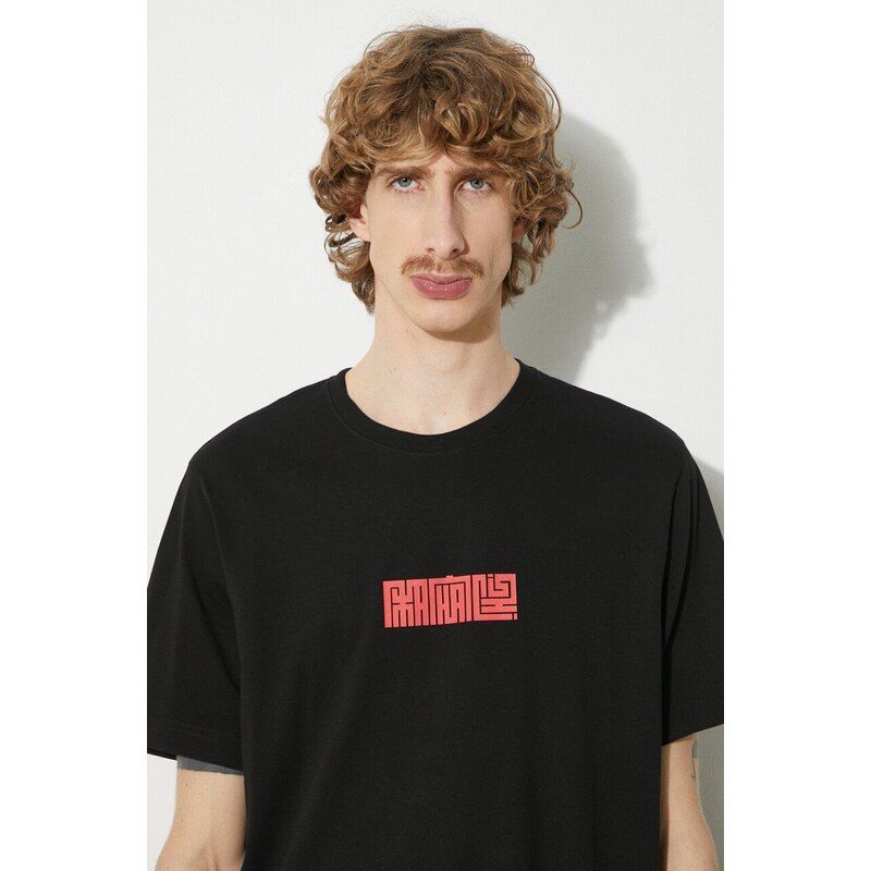 Maharishi t-shirt in cotone Hanko Organic Printed T-Shirt uomo colore nero 1085.BLACK