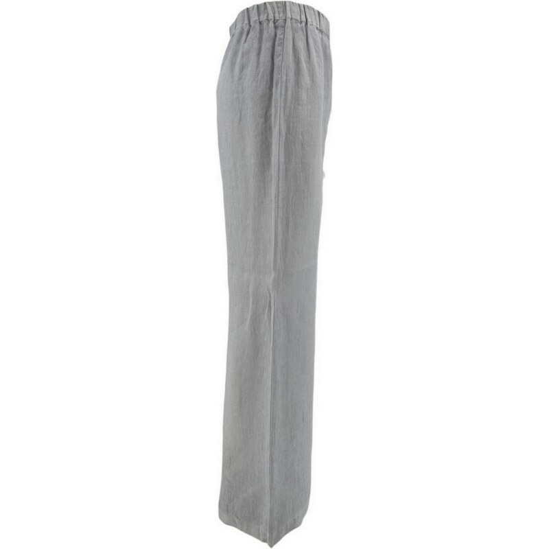 120% Lino pantalone donna in lino perla con elastico in vita