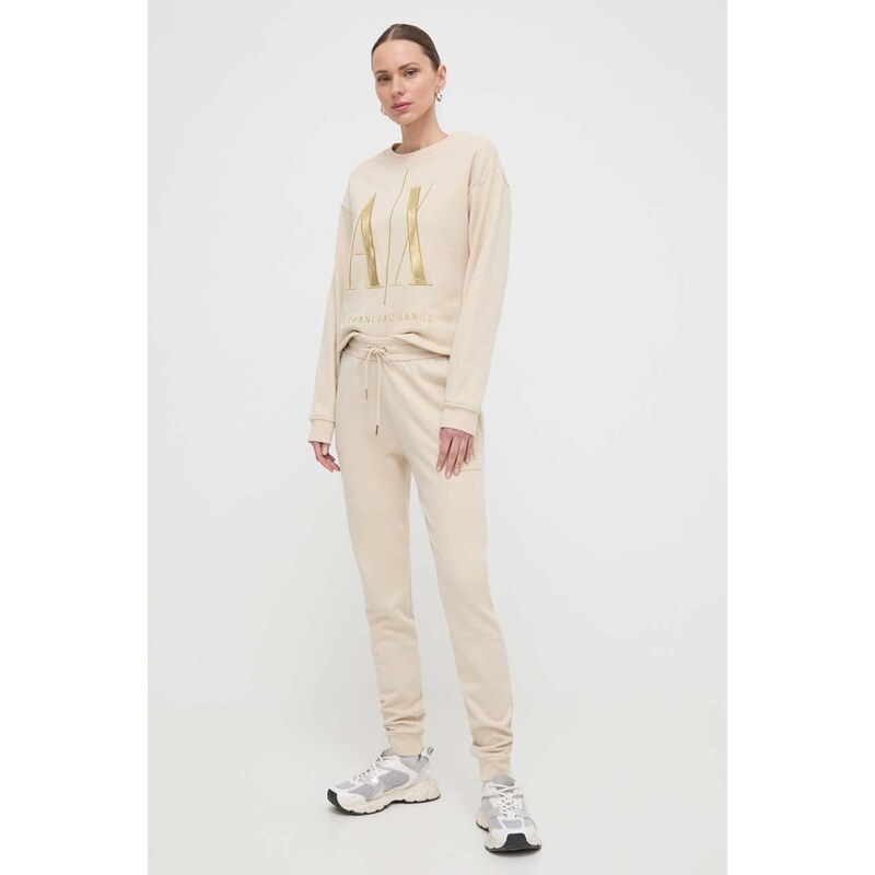 Armani Exchange pantaloni da jogging in cotone colore beige