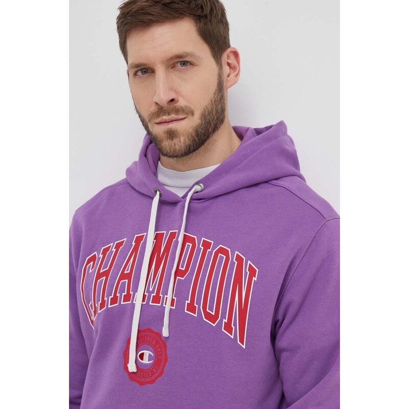 Champion felpa uomo colore violetto con cappuccio 219830
