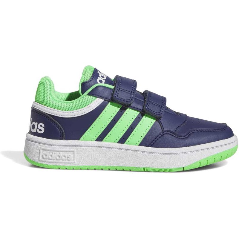 Sneakers blu e verdi da bambino con doppio velcro adidas Hoops 3.0 CF C