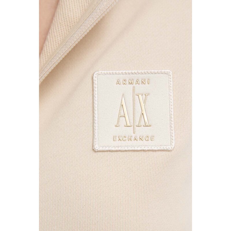 Armani Exchange felpa in cotone donna colore beige con cappuccio