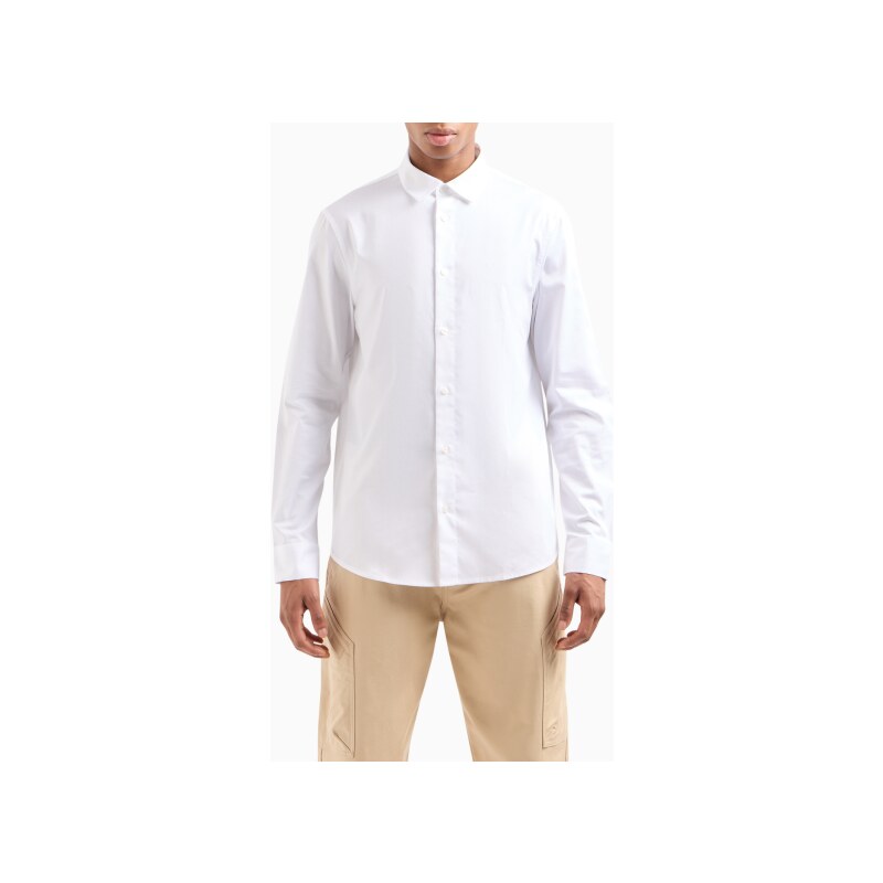 Camicia bianca uomo armani exchange regular fit in puro cotone 3dzc36 m