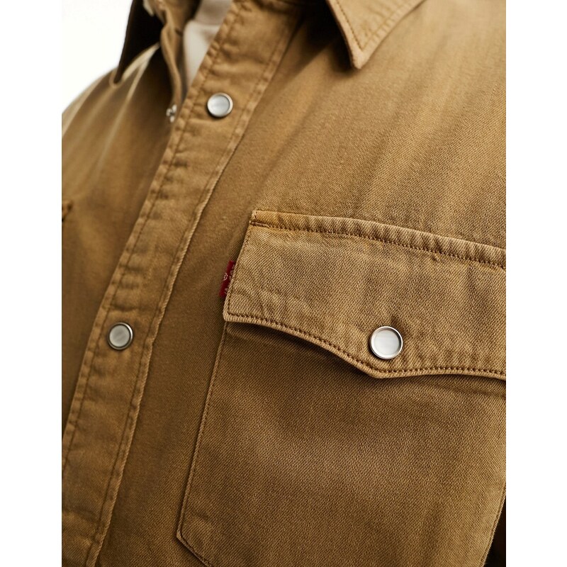 Levi's - Camicia stile western color cuoio vestibilità comoda-Marrone