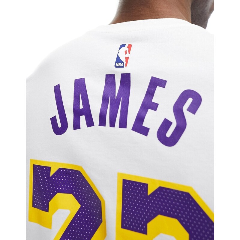 Nike Basketball - NBA LA Lakers Dri-FIT Lebron James Icons - Canotta in jersey viola e bianca