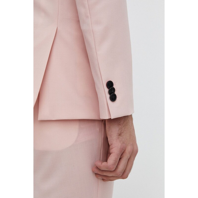 HUGO blazer con aggiunta di lana colore rosa