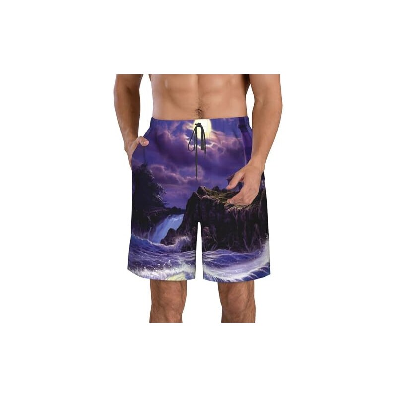 Pantaloncini Da Spiaggia Uomo Rasta Jamaica Lion - Con Tasche, Vita Elastica, Asciugatura Rapida