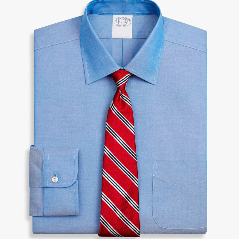 Brooks Brothers Camicia blu slim fit non-iron in cotone elasticizzato con collo Ainsley - male Camicie eleganti Blu 15H