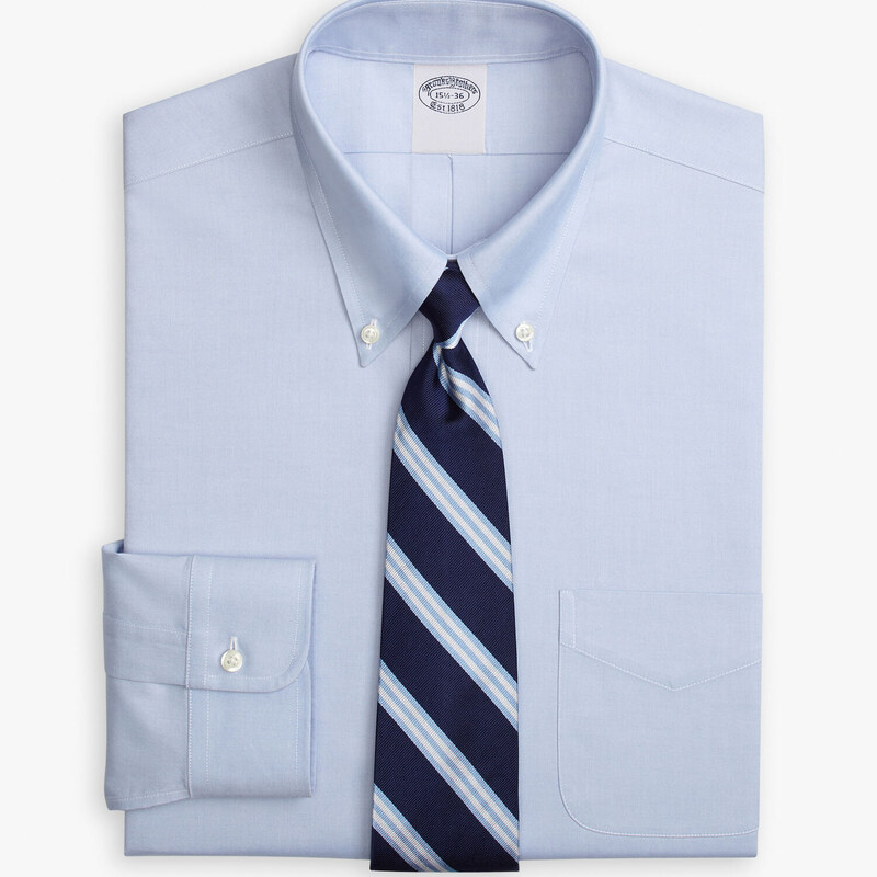 Brooks Brothers Camicia azzurra con vestibilità tradizionale non-iron in cotone Supima elasticizzato con collo button-down - male Camicie eleganti Blu chiaro 15H