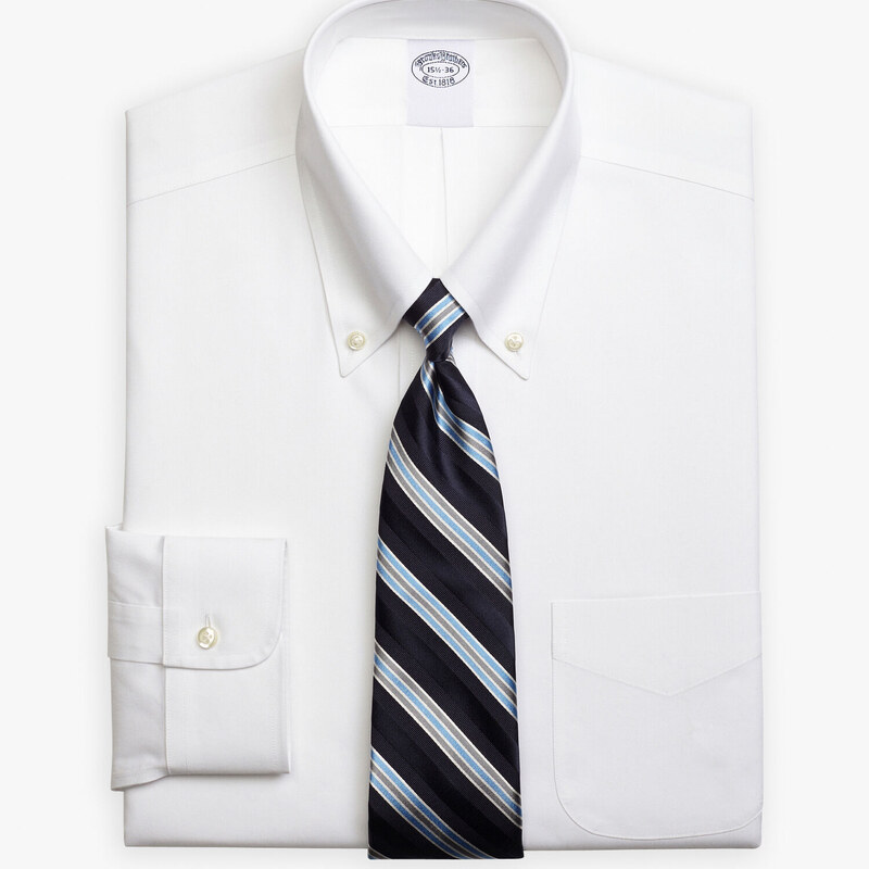 Brooks Brothers Camicia bianca con vestibilità tradizionale non-iron in cotone Supima elasticizzato con collo button-down - male Camicie eleganti Bianco 16
