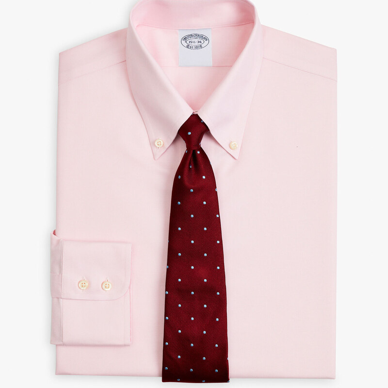 Brooks Brothers Camicia rosa slim fit non-iron in twill di cotone Supima elasticizzato con collo button-down - male Camicie eleganti Rosa 16
