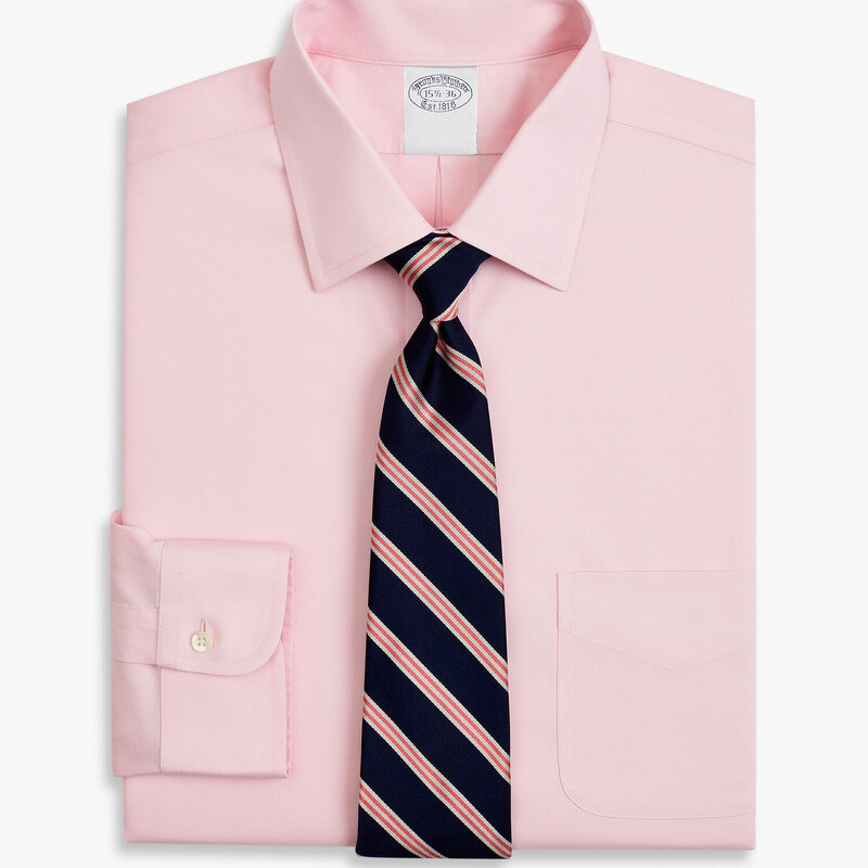 Brooks Brothers Camicia rosa regular fit non-iron in cotone elasticizzato con collo Ainsley - male Camicie eleganti Rosa 17H