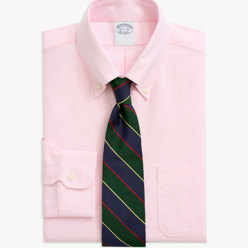 Brooks Brothers Camicia rosa slim fit non-iron in cotone Oxford con collo button-down - male Camicie eleganti Rosa chiaro 15