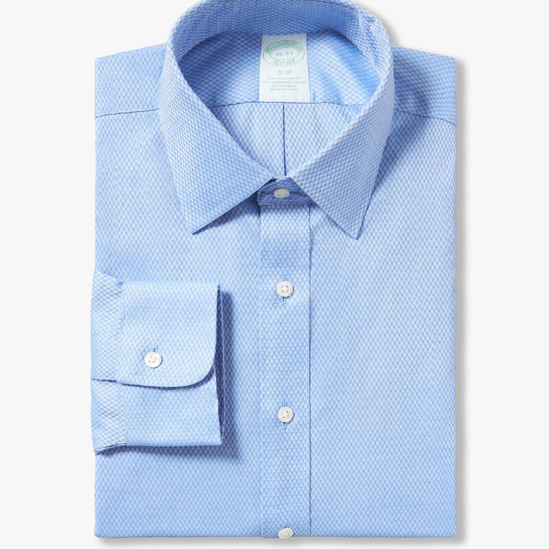 Brooks Brothers Camicia blu Slim Fit non-iron in cotone elasticizzato con collo Ainsley - male Camicie eleganti Blu 15