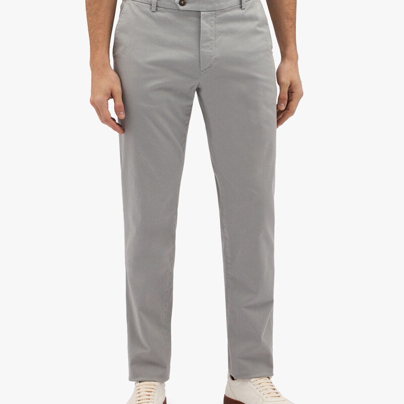 Brooks Brothers Pantalone chino grigio chiaro in cotone elasticizzato - male Pantaloni casual Grigio chiaro 33