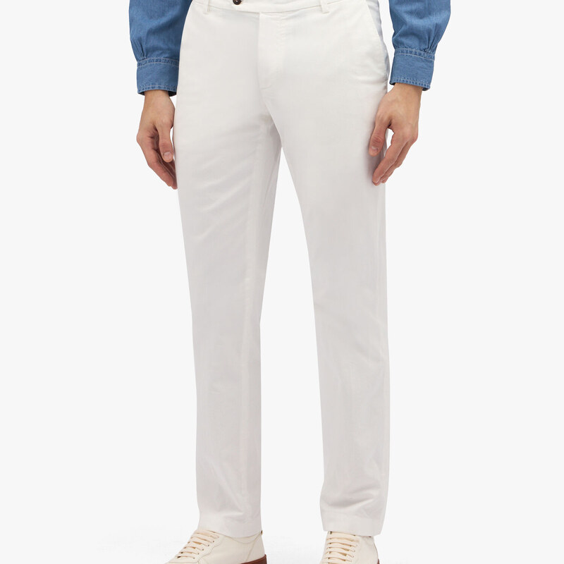 Brooks Brothers Pantalone chino bianco in cotone elasticizzato - male Pantaloni casual Bianco 32