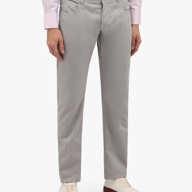 Brooks Brothers Pantalone a cinque tasche grigio chiaro in cotone elasticizzato - male Pantaloni casual Grigio chiaro 31