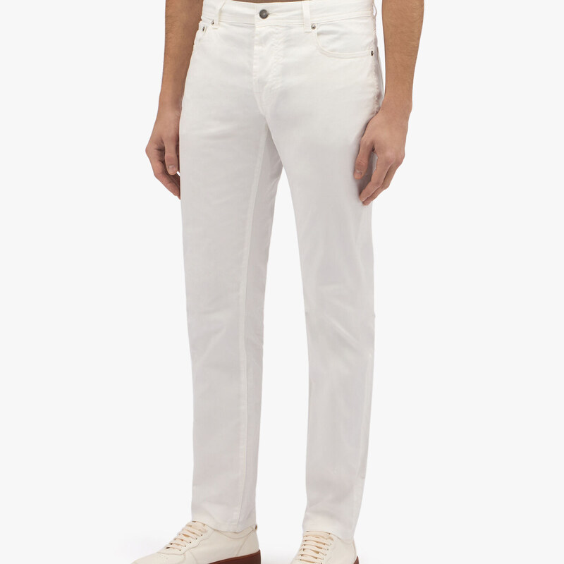Brooks Brothers Pantalone a cinque tasche bianco in cotone elasticizzato - male Pantaloni casual Bianco 30