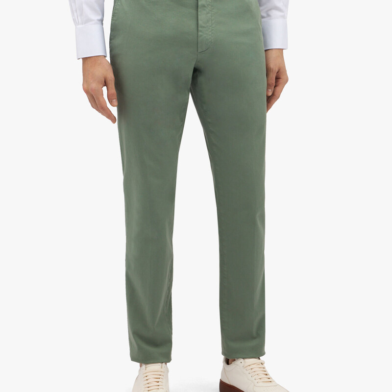 Brooks Brothers Pantalone chino verde in cotone elasticizzato - male Pantaloni casual Verde 32