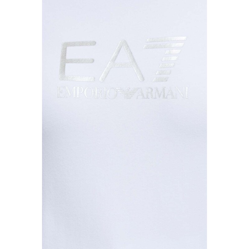 EA7 Emporio Armani felpa donna colore bianco con cappuccio